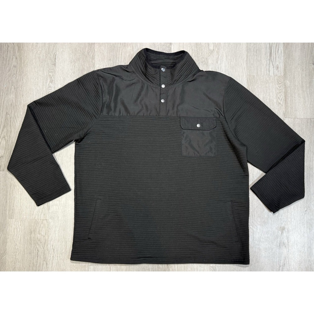 NOMAD Quilted Pullover Men Size 3XL Black 1/4 Snap Mock Neck Pockets Lightweight